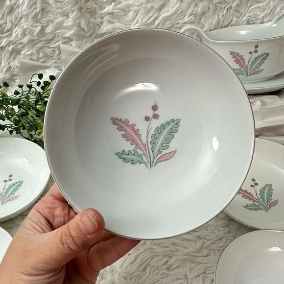 Arzberg‎ Porcelain Gravy Boat with underplate & 6 pc sauce plate set floral - Picture 8 of 11